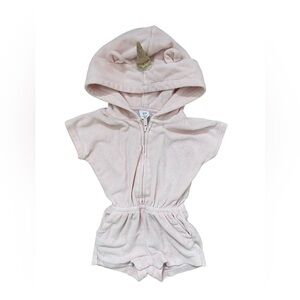 Gap Terry Pink Hooded Unicorn Romper - 12-18 months